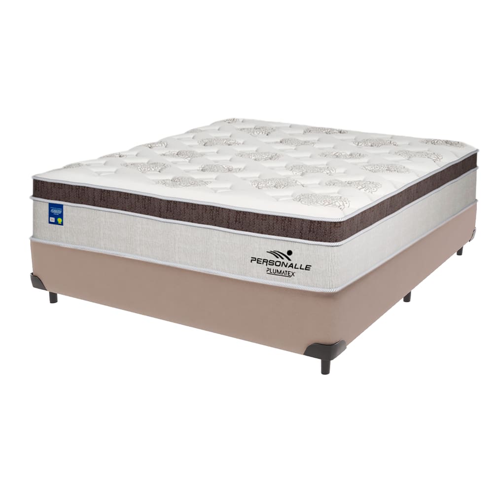 Cama Box Bege Colchão Casal Personalle Molas Plumatex