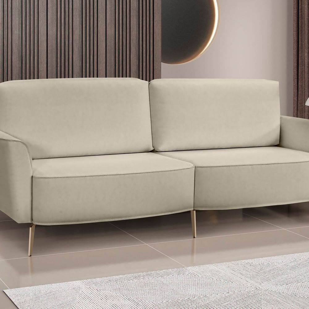 Sofá Vênus 220 Cm Veludo,proporciona Um Conforto Incomparável. Marfim