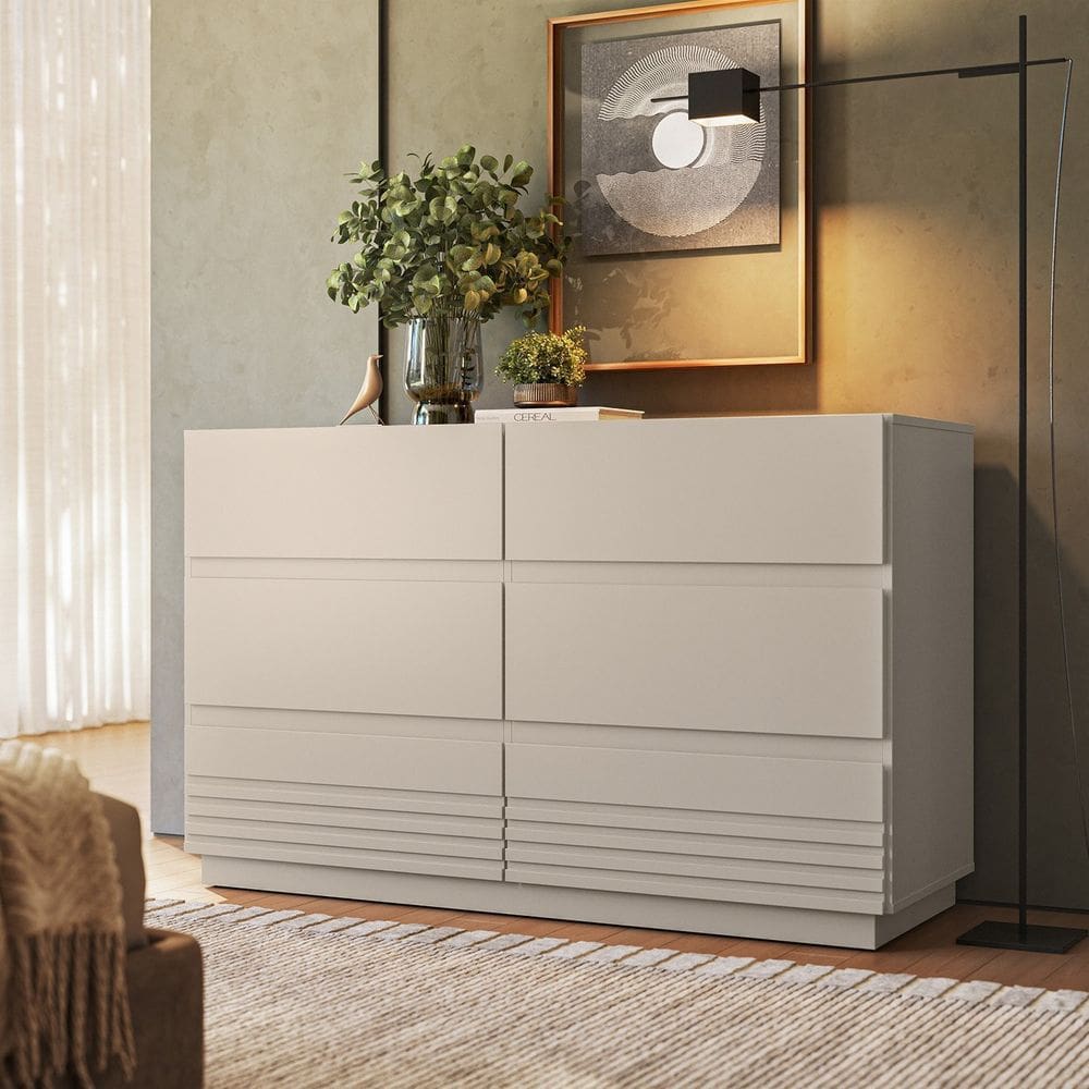 Cômoda 6 Gavetas Samambaia Cabecasa Madeiramadeira Off White