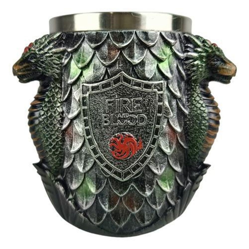 Caneca Dragão 3D Game Of Thrones Em Aço Inox E Resina 400Ml
