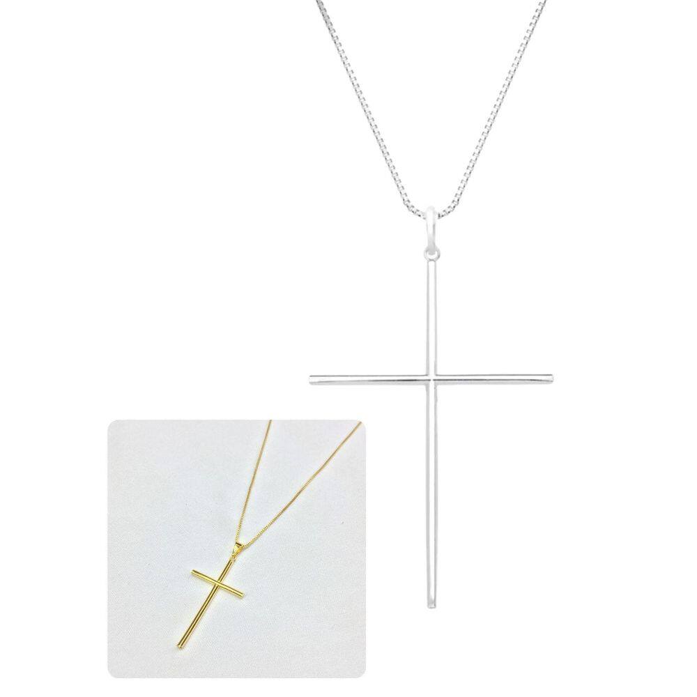 Corrente Cordão Masculino 60Cm Veneziana Pingente Cruz