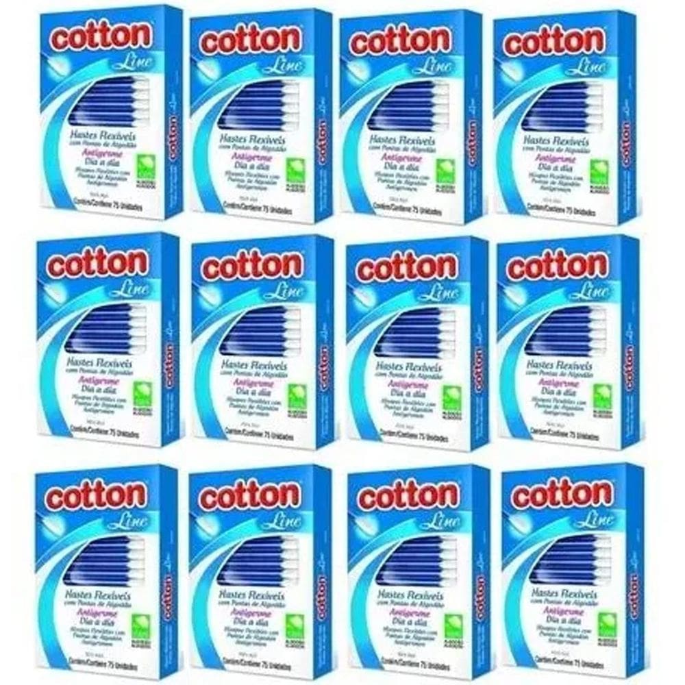 Kit 900 Unidades Hastes Flexíveis Cotton Line 12 Caixas 75