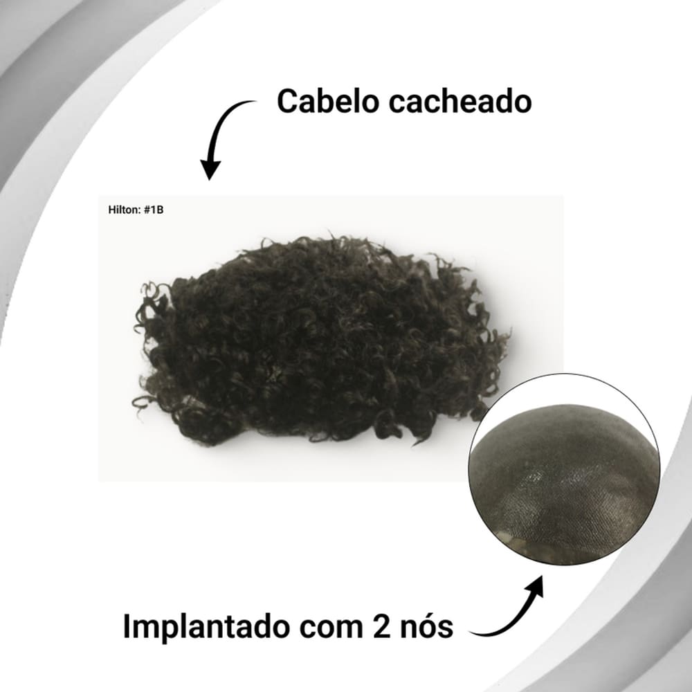 Protese Capilar masculina micropele cacheada Hilton 15cl 18x23