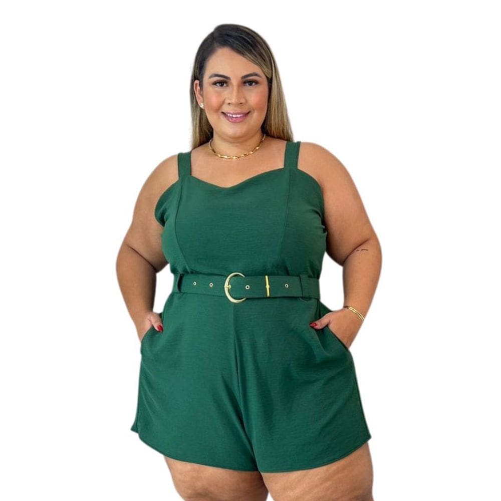 Macaquinho PLus Size Feminino XG C Cinto Veste 52 ao 56 0557