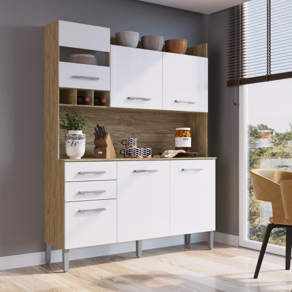 Cozinha Compacta Decibal AC6200 6 portas 2 gavetas com armário e balcão