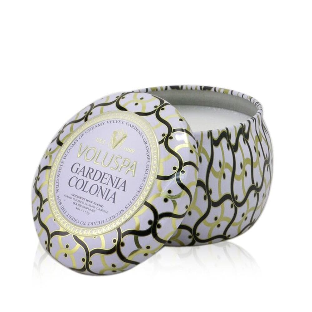 Vela Voluspa Gardenia Colonia Mini Tin 25h de tempo de queima