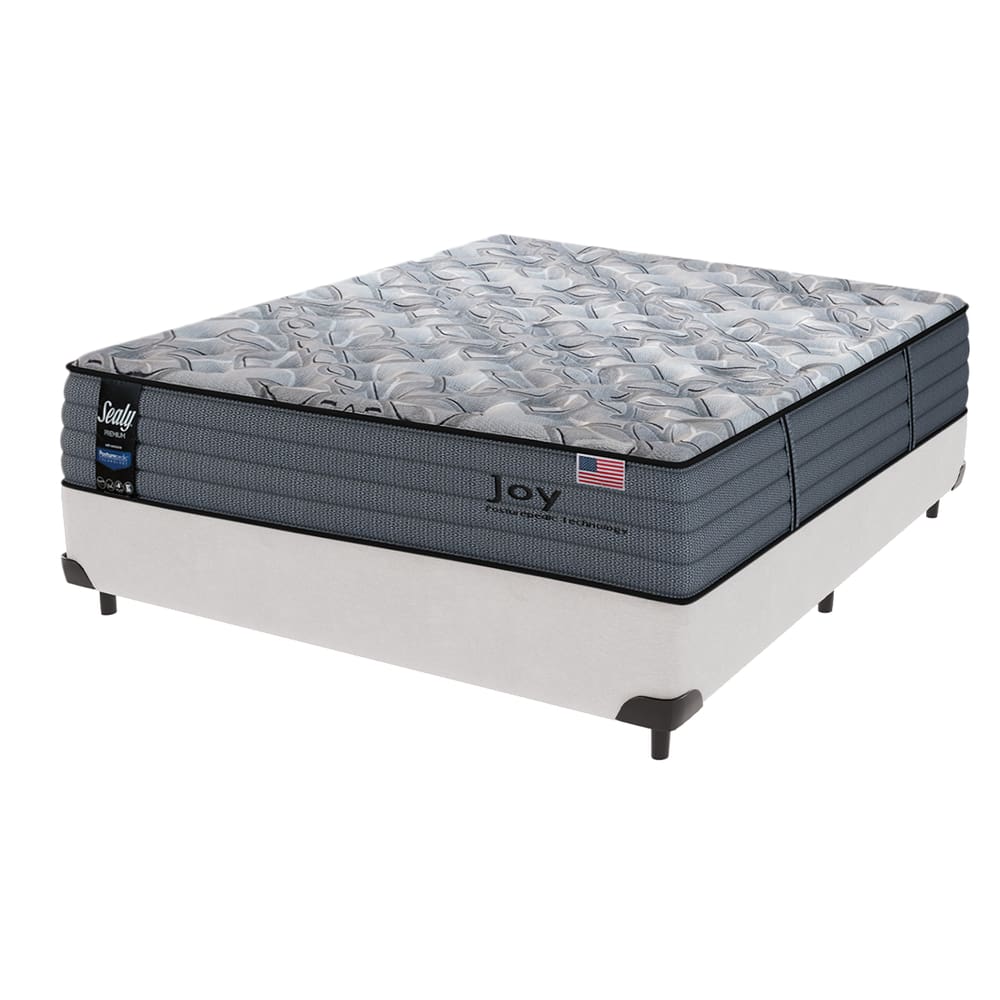 Cama Box Branca e Colchão Casal Joy Molas Ensacadas Sealy