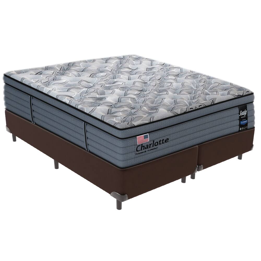 Cama Box Marrom e Colchão Queen Charlotte Molas Sealy