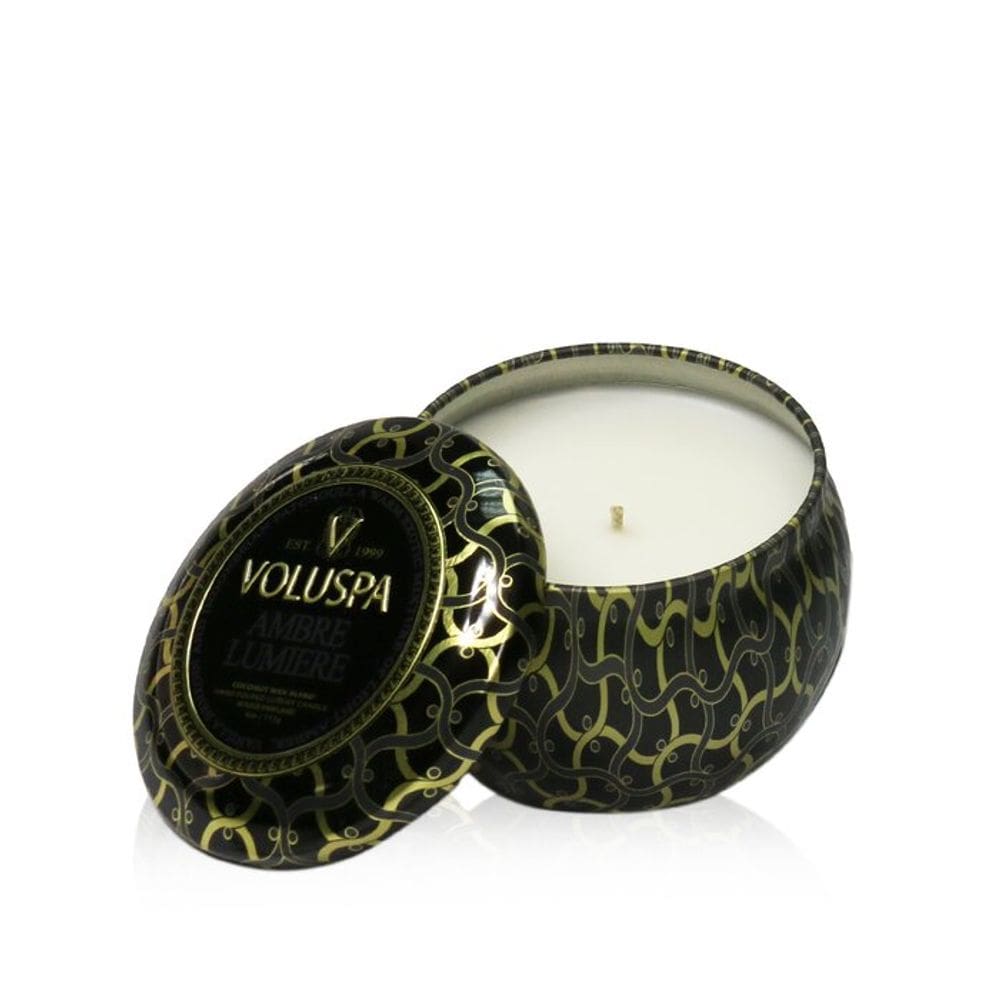 Vela Voluspa Ambre Lumiere Mini Tin 25h de tempo de queima