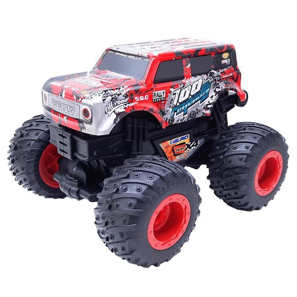 Monster Truck 4X4 Luz E Som Escala 1:16 Vermelho Ju688-6