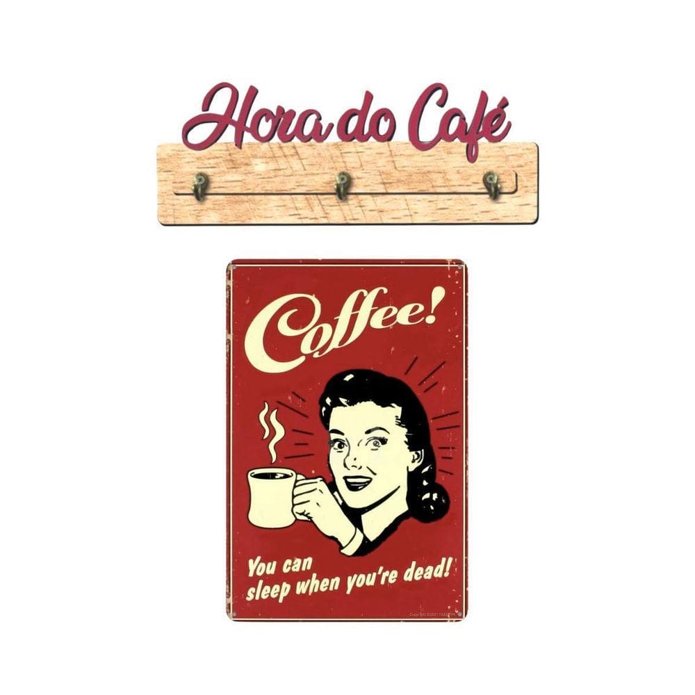 Kit Suporte De Xícara E Placa Quadro Cantinho Do Café