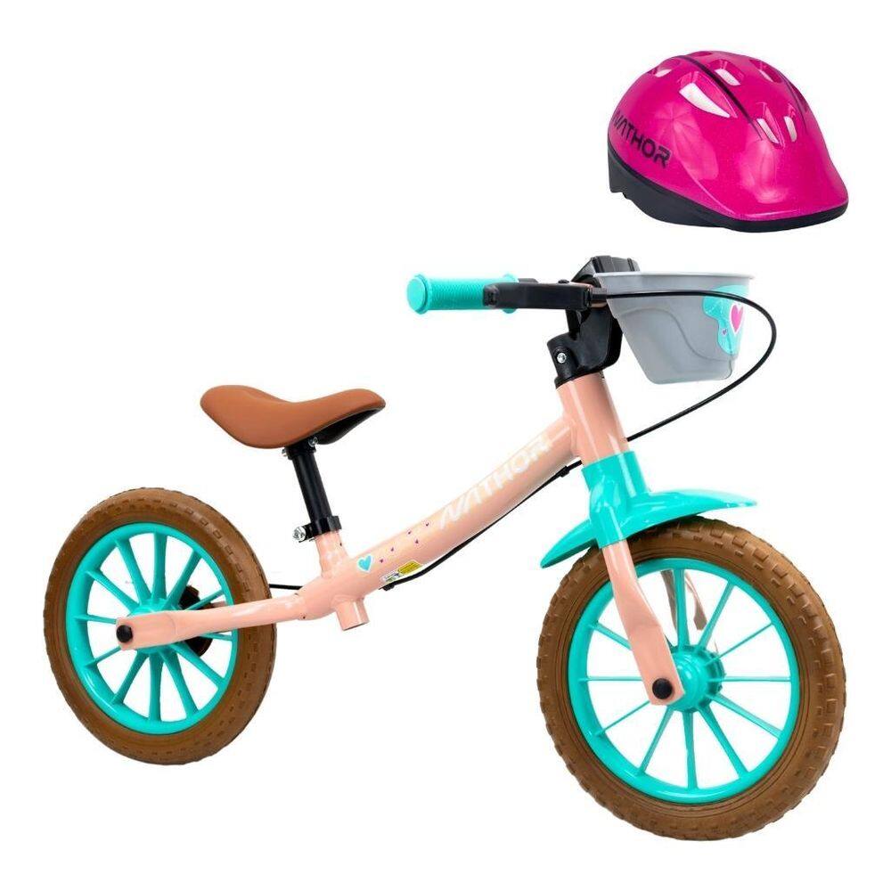 Kit Bicicleta Balance Infantil Bike Love 2 Aro 12 E Capacete