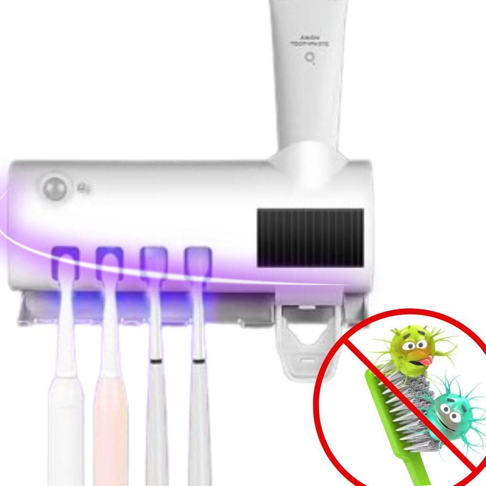 Porta Escova De Dente Com Esterilizador Uv E Suporte P Pasta