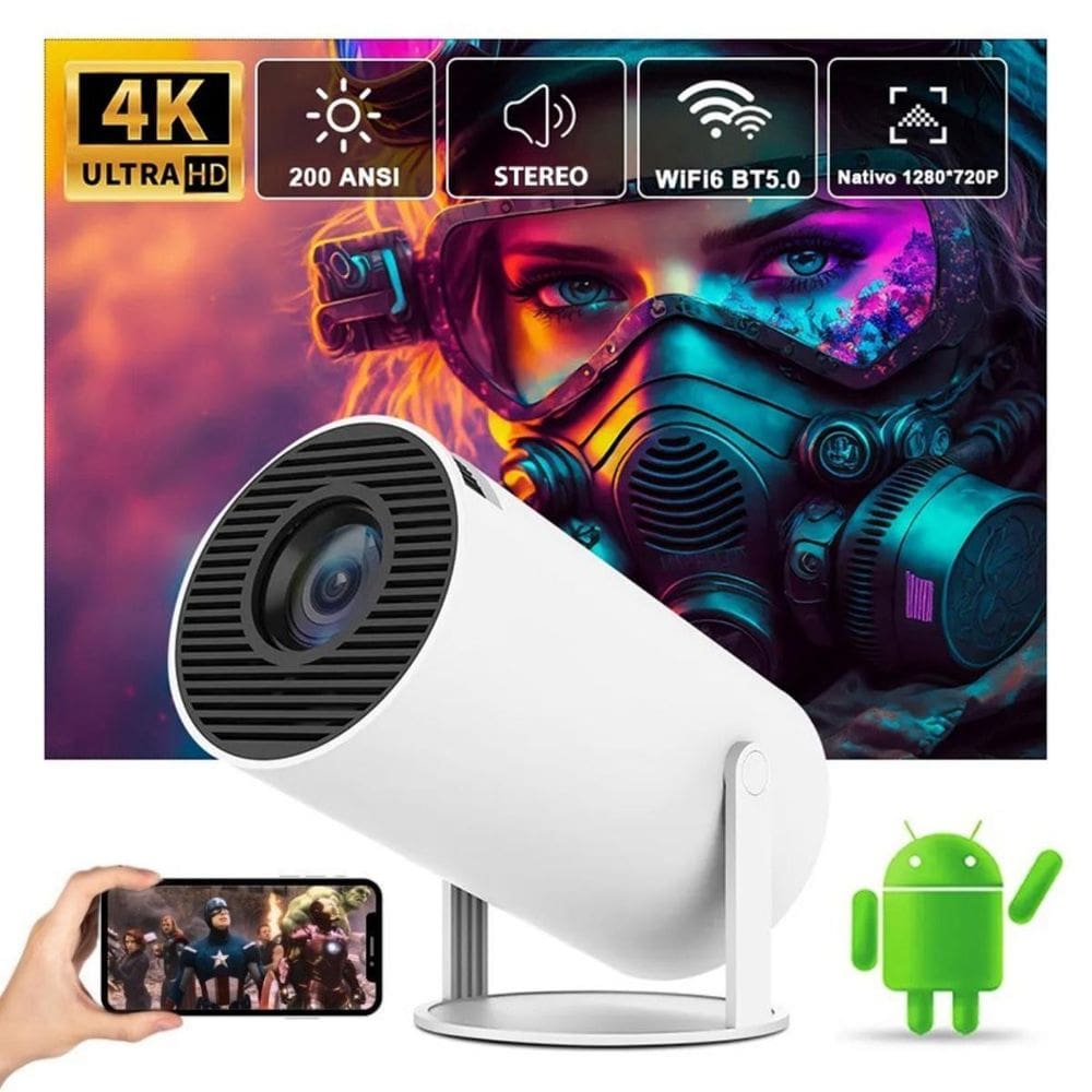 Projetor Led Smart Android Portatil Hy300 Bluetooth Full Hd