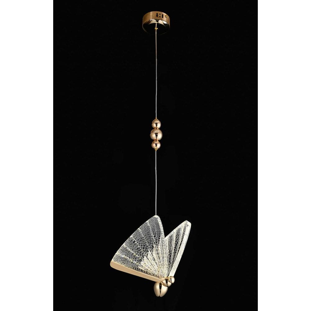 Pendente Borboleta Dourado Metal 24cm 6W 3000K