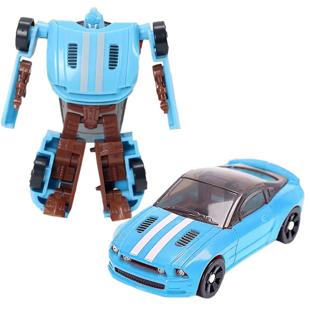 Boneco Robô Transforma em Carro 2 em 1 Fighter Bots Warrior 8cm Azul L013-21 - Dorémi