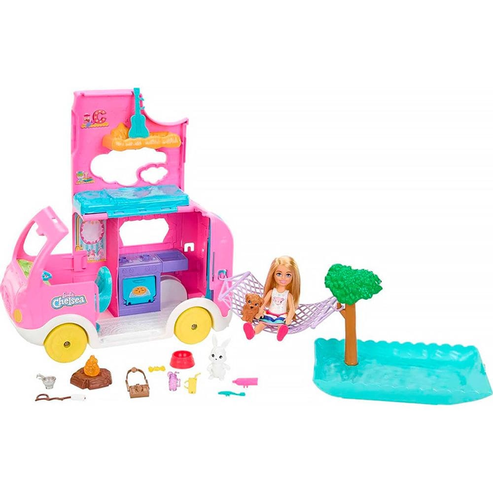 Boneca Barbie Chelsea Trailer de Acampamento 2 em 1 com Acessórios HNH90 - Mattel