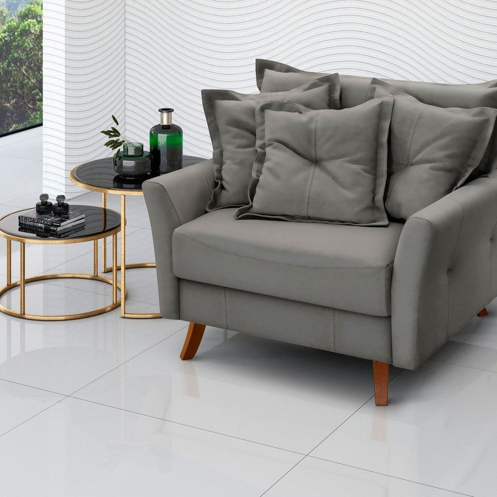 Poltrona para Sala de Estar Love Cinza