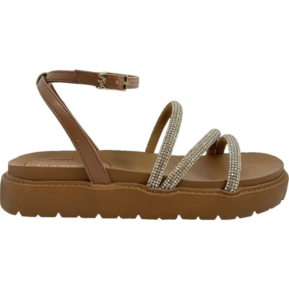 Sandália Feminina Papete Casual Dia a Dia Conforto com Strass Via Marte 176-006