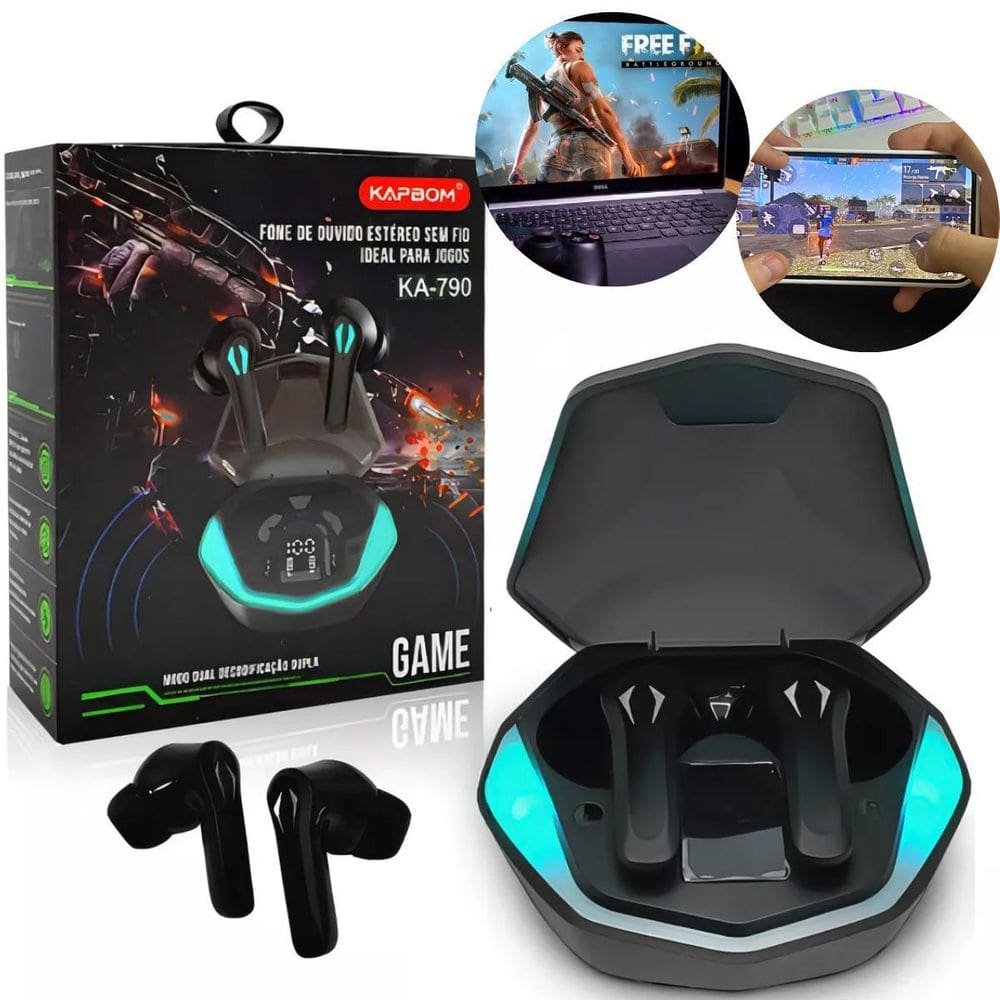 Fone De Ouvido Sem Fio Jogos Game Música Podcast Com Led