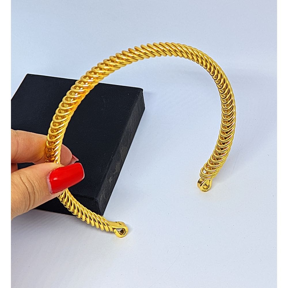 Colar Feminino Choker Aro grosso elos Duplos Torcido trançado Folheado Ouro Dourado e Prata Luxo Inspiração Blogueira