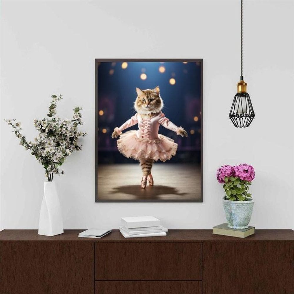 Quadro Decorativo Gatinha Bailarina 24X18Cm