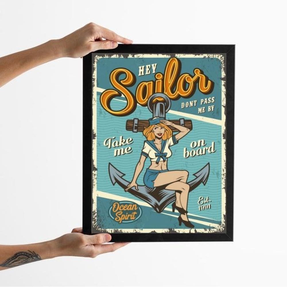 Quadro Decorativo Marinheira Vintage 33X24Cm