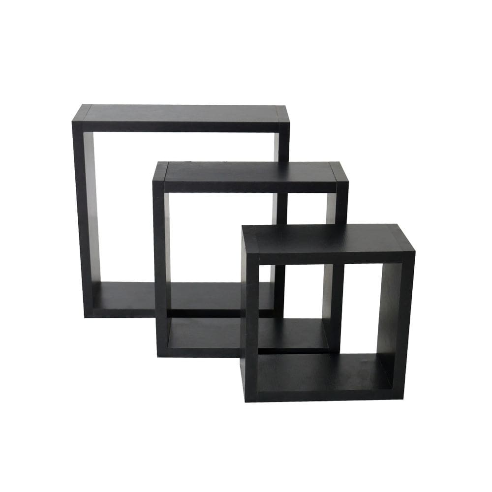 Prateleira Nicho Cubo Quadrado MDP 15mm 3 Peças - Preto