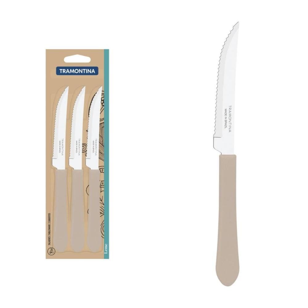 Conjunto Facas Tramontina Inox Leme 3 Peças 23180334 Cinza