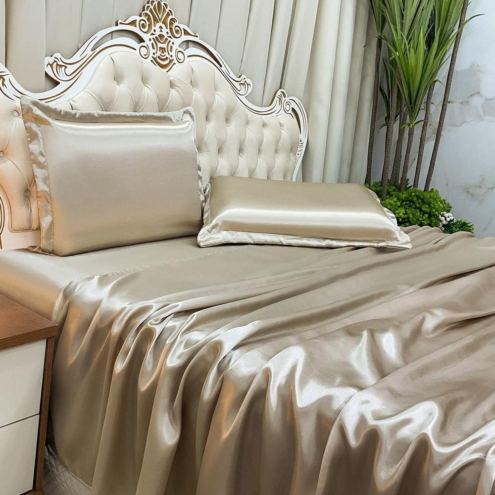 Jogo De Cama Lençol Casal Luxo Charmousse 4 Peças - Bronze