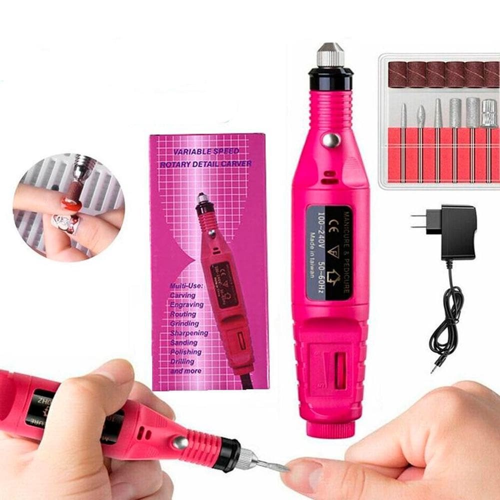 Aparelho De Manicure Elétrico Rosa Recarregável Bivolt