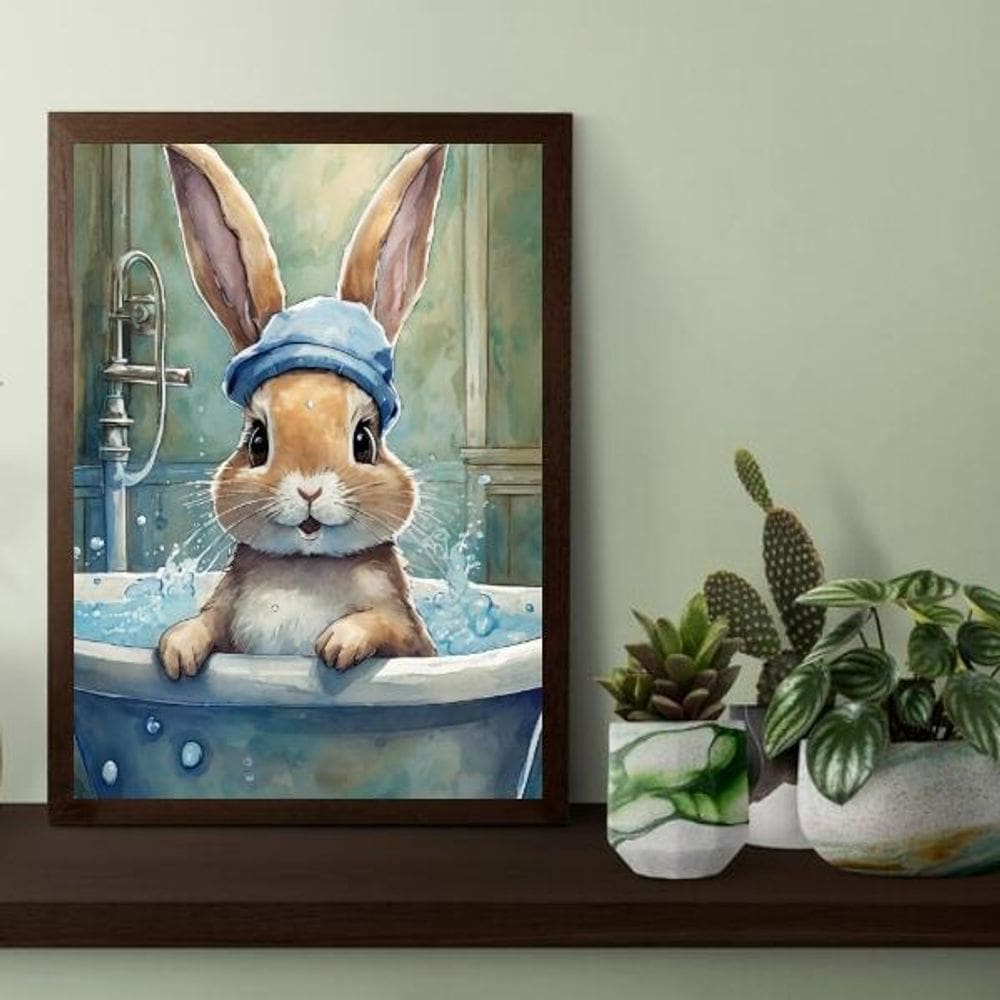 Quadro Decorativo Banheiro - Coelhinha 33X24Cm