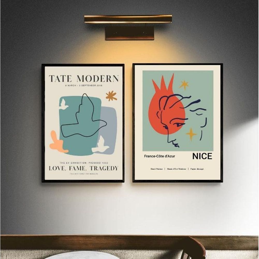 Kit 2 Quadros Posters Arte Moderna - Galeria 24X18Cm - Vidro