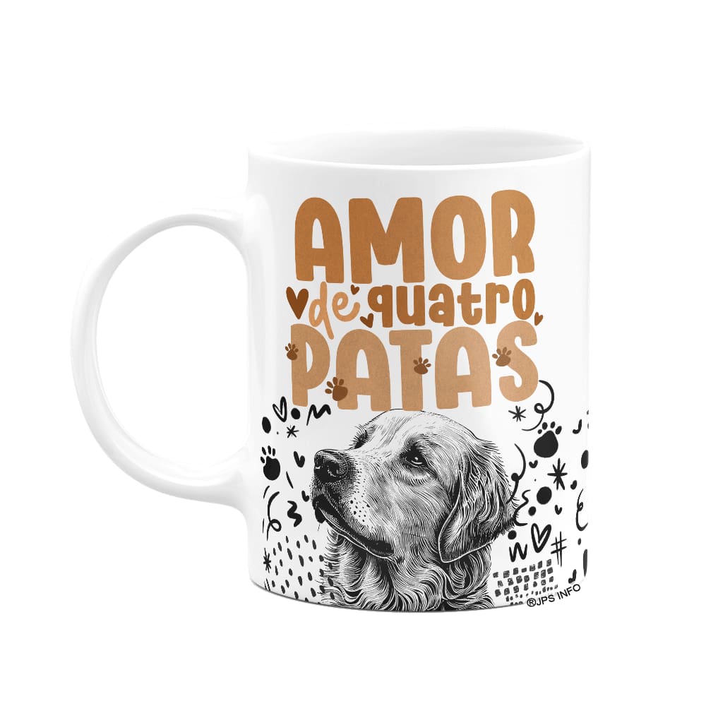 Caneca - Amor de quatro patas - Cachorro Golden
