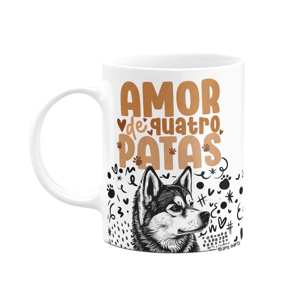 Caneca - Amor de quatro patas - Cachorro Husky