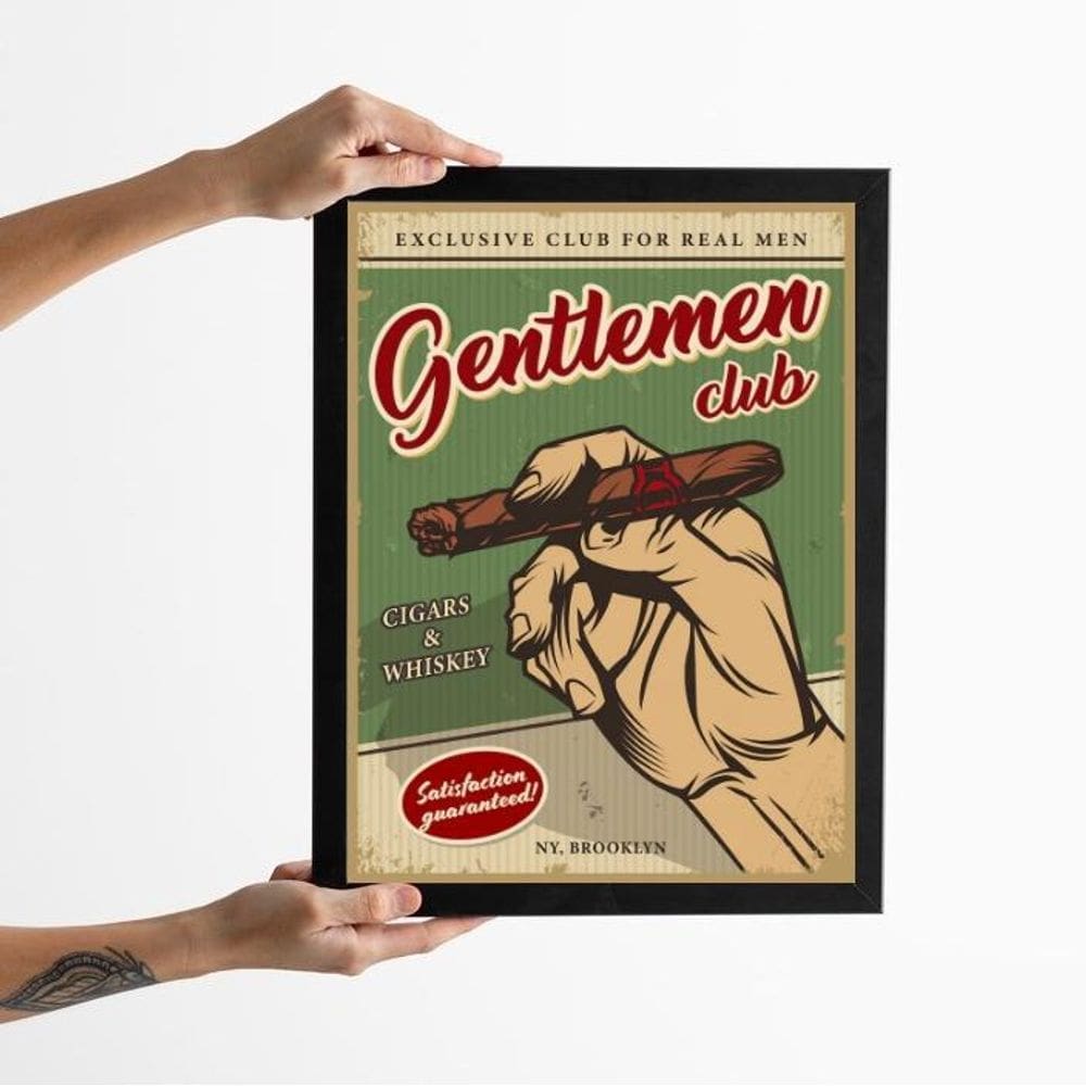 Quadro Vintage Charuto - Gentlemen Club 45X34Cm