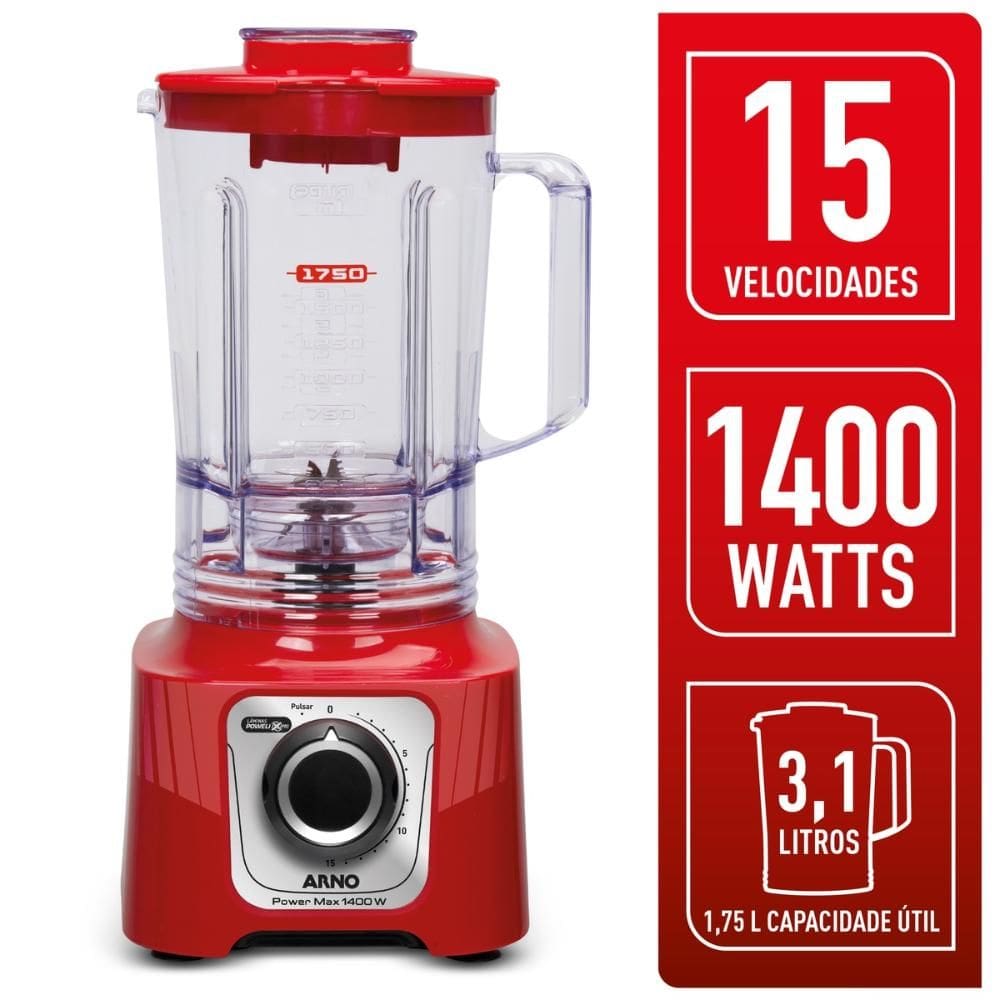 Liquidificador Arno Vermelho Powermax 1400W LN63