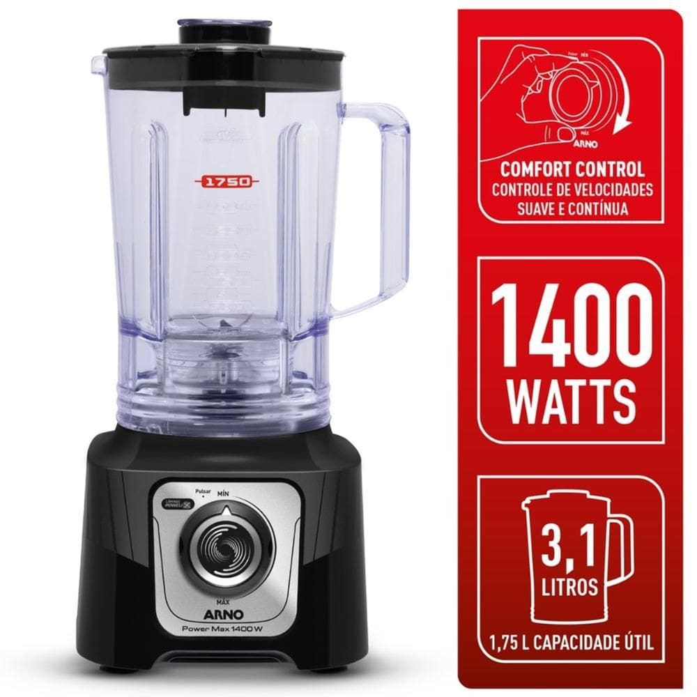 Liquidificador Arno Power Max 1400W Preto LN65