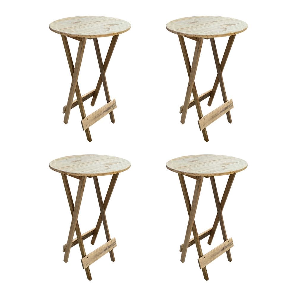 Kit 4 Jogos de Mesas Bistrô Dobrável em Madeira Padrão - sem Pintura / Crua