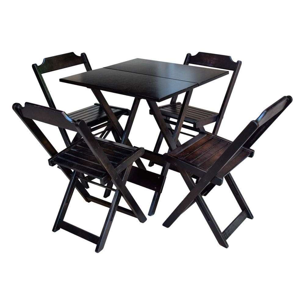 Jogo De Mesa De Madeira 70x70 C/ 04 Cadeiras Tabaco