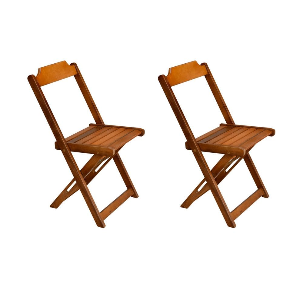 Kit 2 Cadeiras de Madeira Dobravel Caramelo