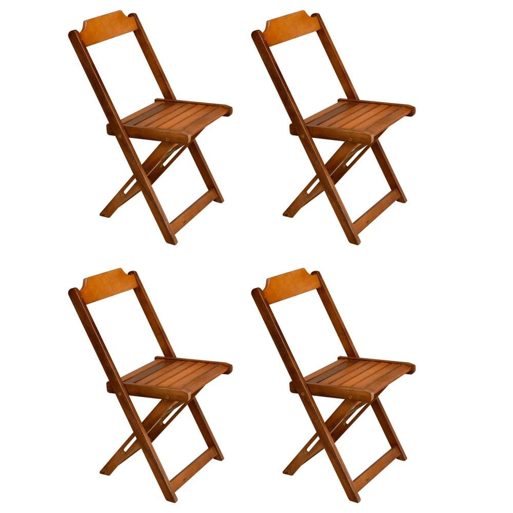 Kit 4 Cadeiras De Madeira Dobravel Caramelo