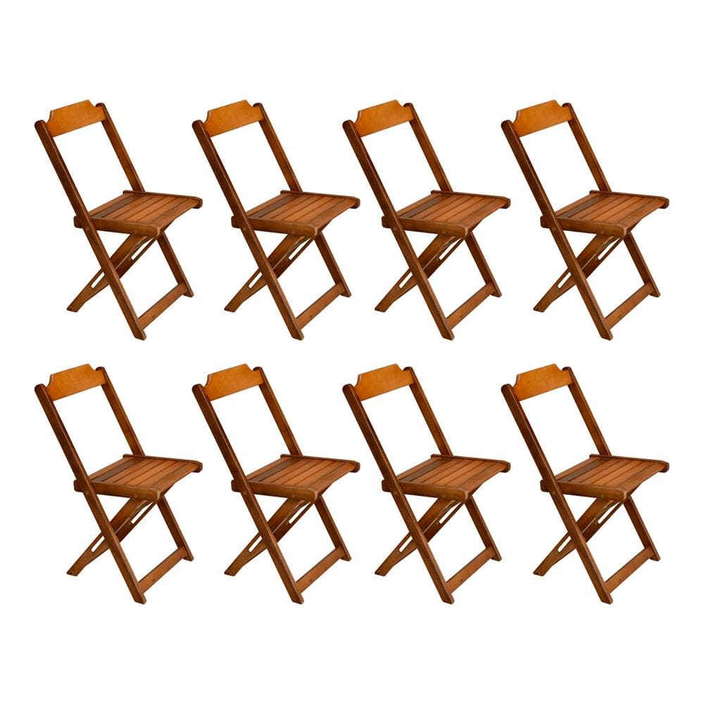 Kit 8 Cadeiras De Madeira Dobravel Caramelo