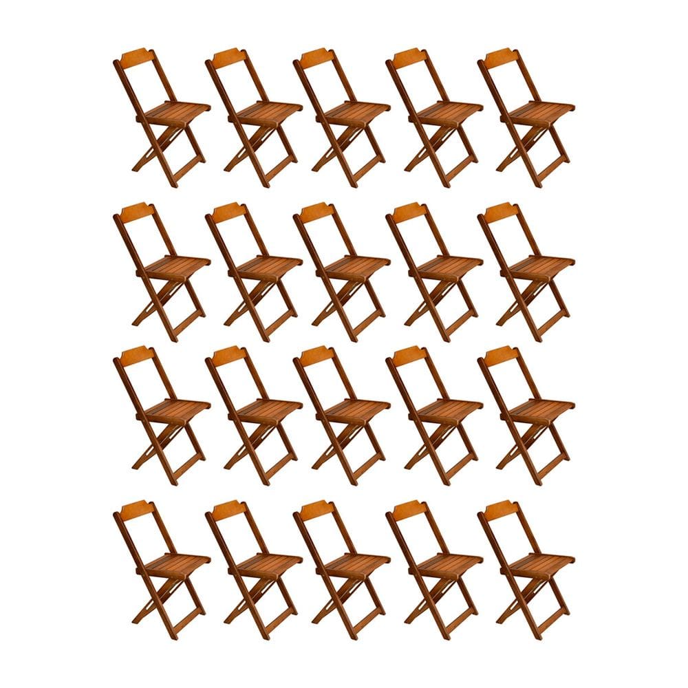 Kit 20 Cadeiras de Madeira Dobravel Caramelo
