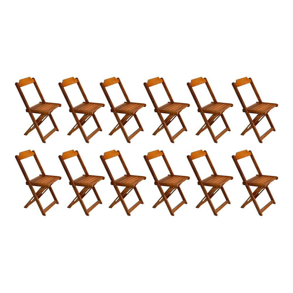 Kit 12 Cadeiras de Madeira Dobravel Caramelo