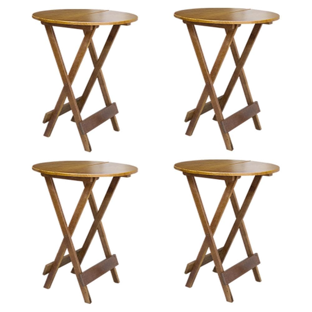 Kit 4 Mesas De Madeira Bistrô Dobravel Ideal Para Bar E Restaurante Caramelo
