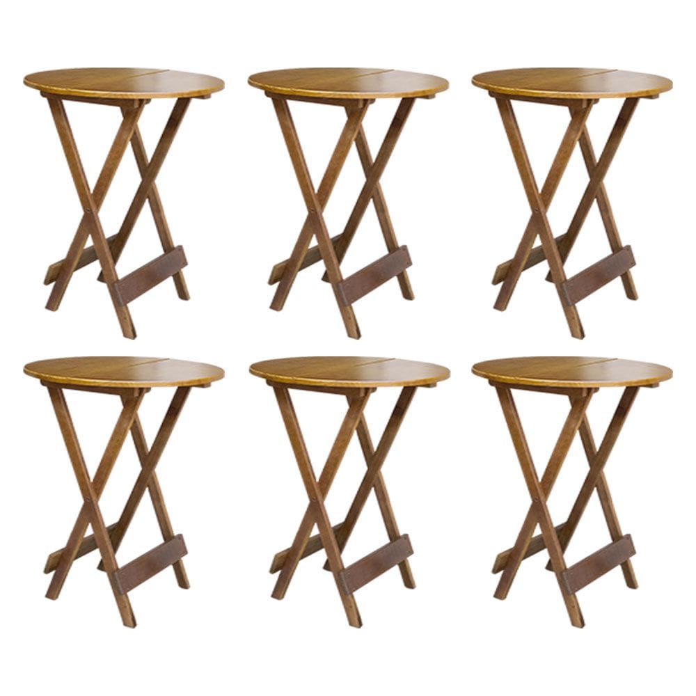 Kit 6 Mesas De Madeira Bistrô Dobravel Ideal Para Bar E Restaurante Caramelo