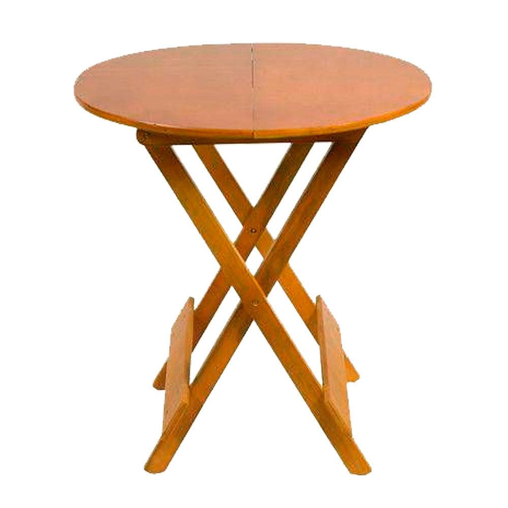Mesa Redonda Dobrável em Madeira Maciça 70x70 Caramelo Ideal para Bares e Restaurantes