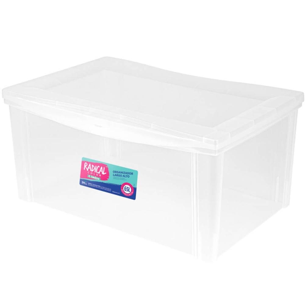 Kit 6 Caixas Organizadoras 65L Tampa com Trava Ordene Multiuso Plásticas Transparentes