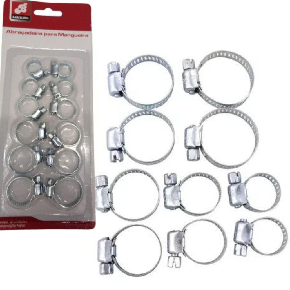 Abraçadeira Metal Para Mangueira 12Pçs